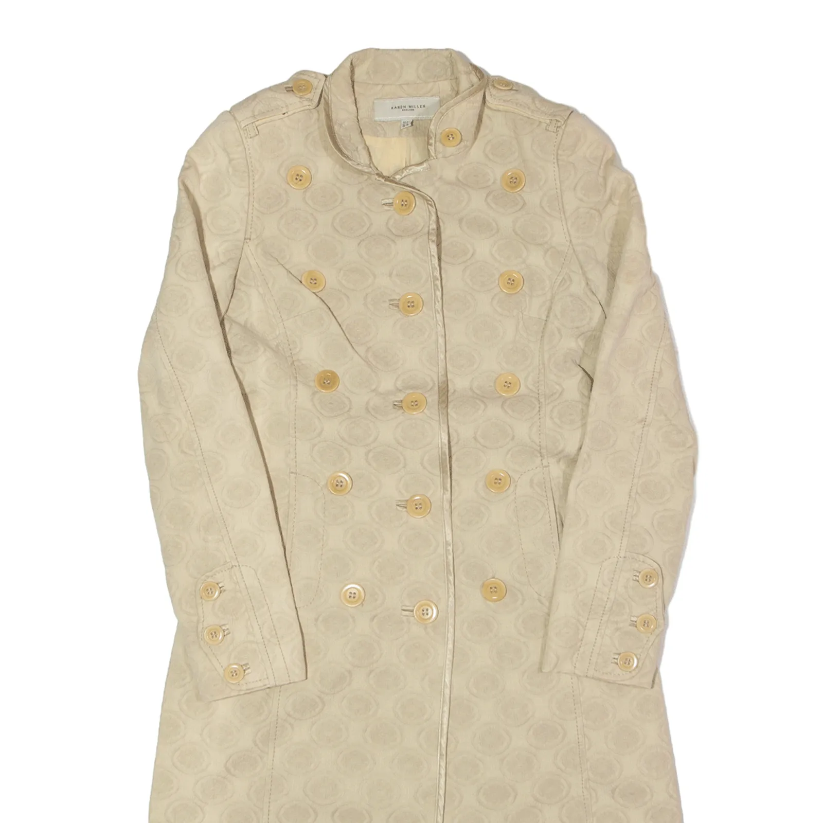KAREN MILLEN Overcoat Jacket Beige Womens UK 8