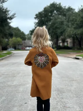 Kids Rhinestone Heart Jacket - Camel