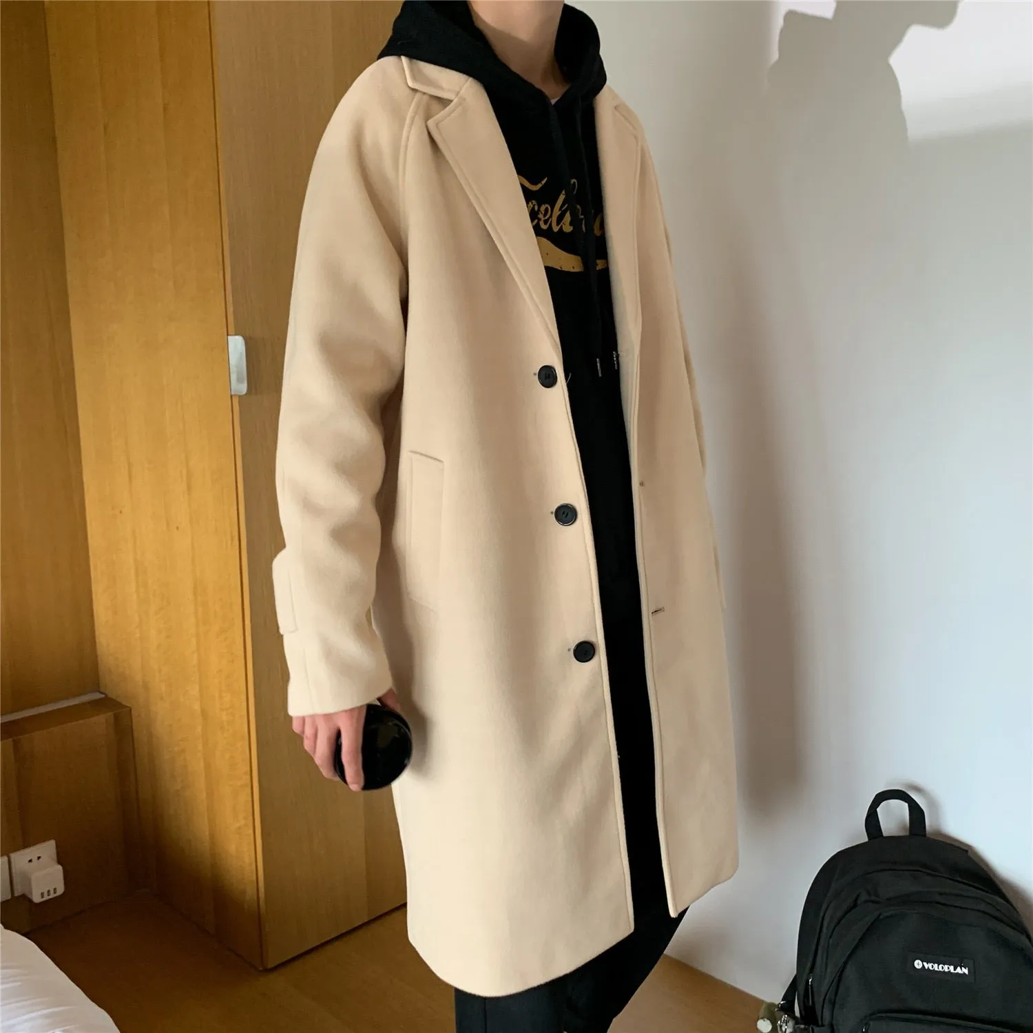 LAPPSTER Men Korean Fashion Winter Jacket Coats 2023 Wool Coat Mens Oversized Harajuku Overcoat Male Japanese Streetwear Jackets