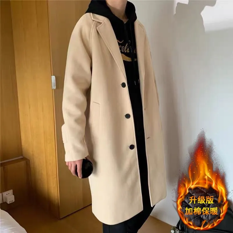 LAPPSTER Men Korean Fashion Winter Jacket Coats 2023 Wool Coat Mens Oversized Harajuku Overcoat Male Japanese Streetwear Jackets