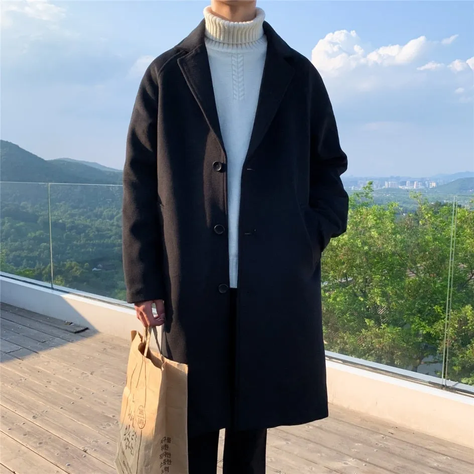 LAPPSTER Men Korean Fashion Winter Jacket Coats 2023 Wool Coat Mens Oversized Harajuku Overcoat Male Japanese Streetwear Jackets