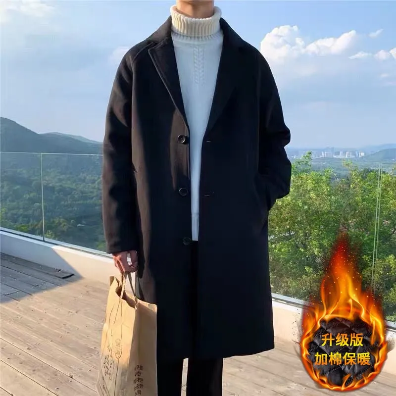 LAPPSTER Men Korean Fashion Winter Jacket Coats 2023 Wool Coat Mens Oversized Harajuku Overcoat Male Japanese Streetwear Jackets