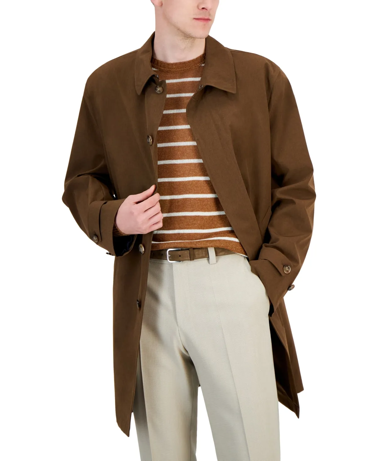 Lauren Ralph Lauren Mens Classic fit Overcoat Coat 42 L Brown Solid
