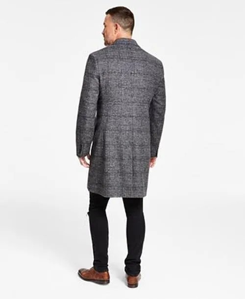 Lauren Ralph Lauren Mens Luther Luxury Blend Overcoat Coat Black White Plaid 42R