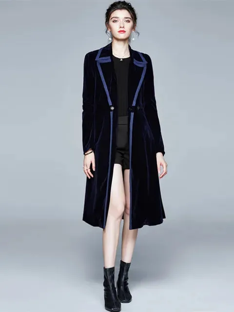 LVSANW JAMERARY Winter Runway Velvet Maxi Coat Women Vintage Notched Collar Wrap Black Thick Warm Long Trench Coat Outwear