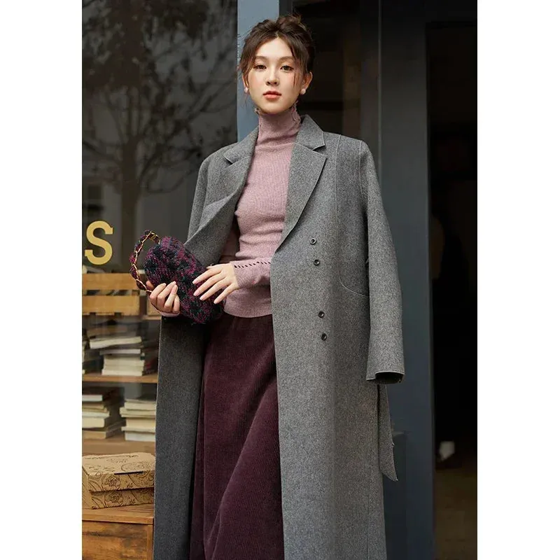 LVSANW MISHOW Vintage Woolen Long Coat Women Winter Coat Elegant Single Breasted Thick Woolen Jacket Woman Warm Outerwear MXC52W0206