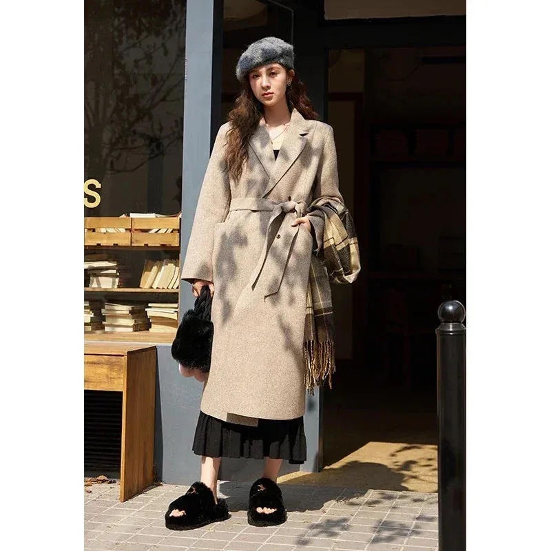 LVSANW MISHOW Vintage Woolen Long Coat Women Winter Coat Elegant Single Breasted Thick Woolen Jacket Woman Warm Outerwear MXC52W0206
