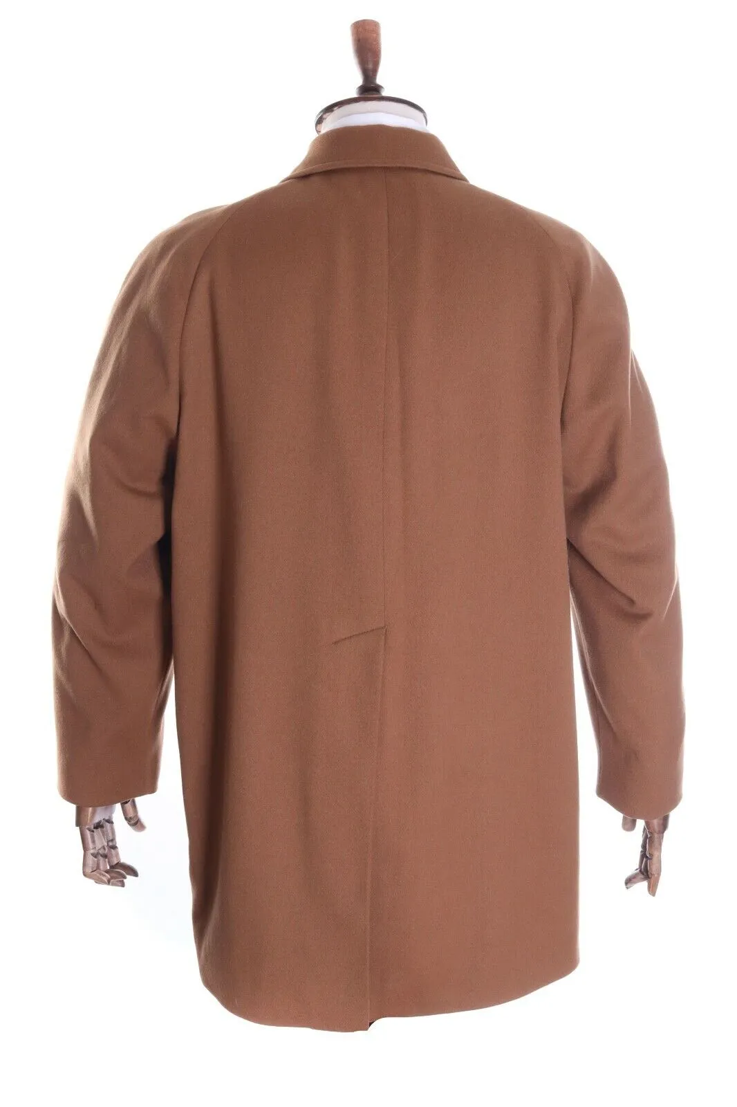Men's AQUASCUTUM Camel 100% Wool Single-Breasted Coat Overcoat Size 42 R