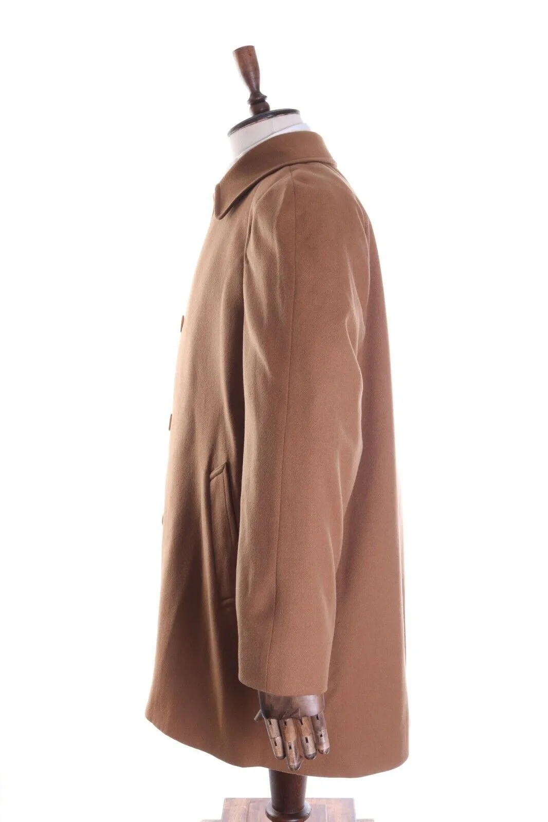 Men's AQUASCUTUM Camel 100% Wool Single-Breasted Coat Overcoat Size 42 R