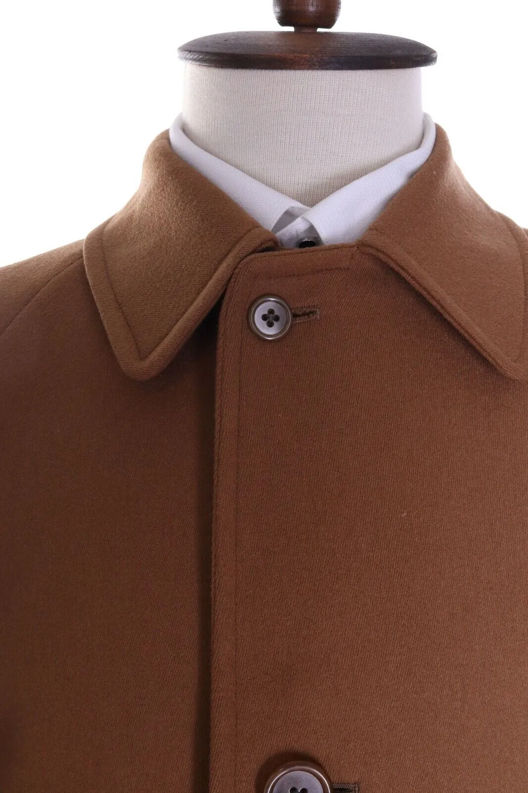 Men's AQUASCUTUM Camel 100% Wool Single-Breasted Coat Overcoat Size 42 R