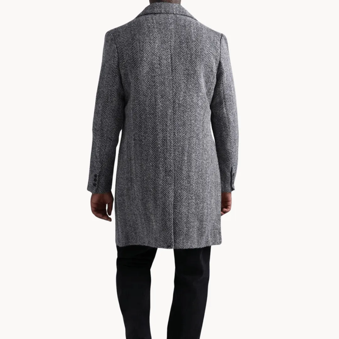 Men's Double-Breasted Herringbone Overcoat