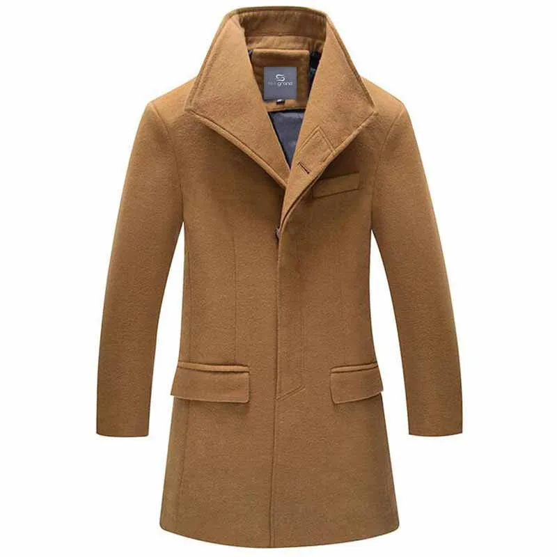 Men's Long Warm Single Breasted Winter Overcoat