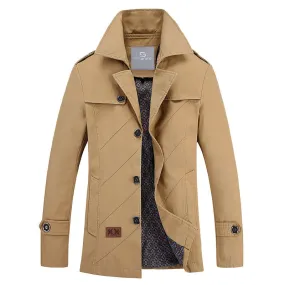 Men's Regular Length Turn-Down Collar Overcoat