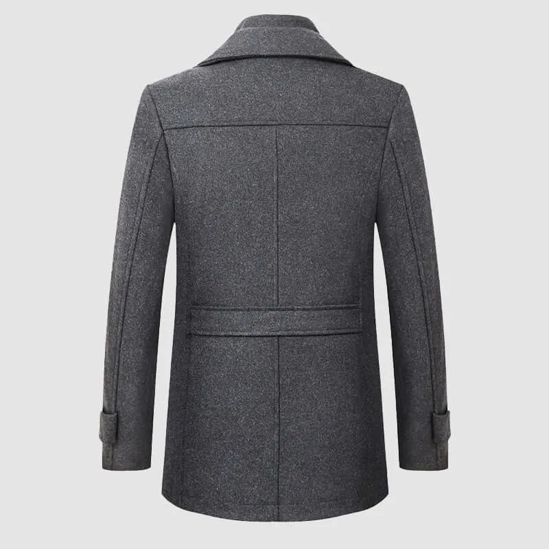 Men's Wool Blend Coat with Detachable Collar