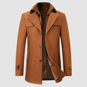 Men's Wool Blend Coat with Detachable Collar