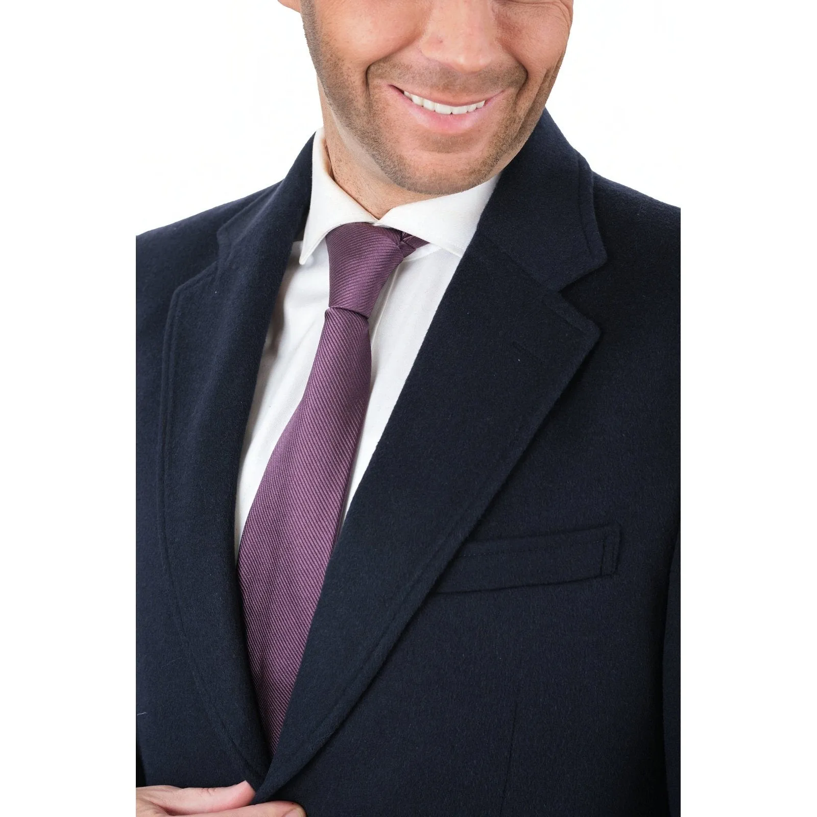 Men's Wool Cashmere Single Breasted Blue 3/4 Length Car Coat Top Coat