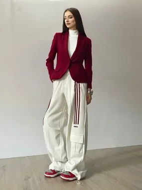 Modern Womens Work Suit Sets Suit Blazer Top and Comfortable Loose Sporty Pant