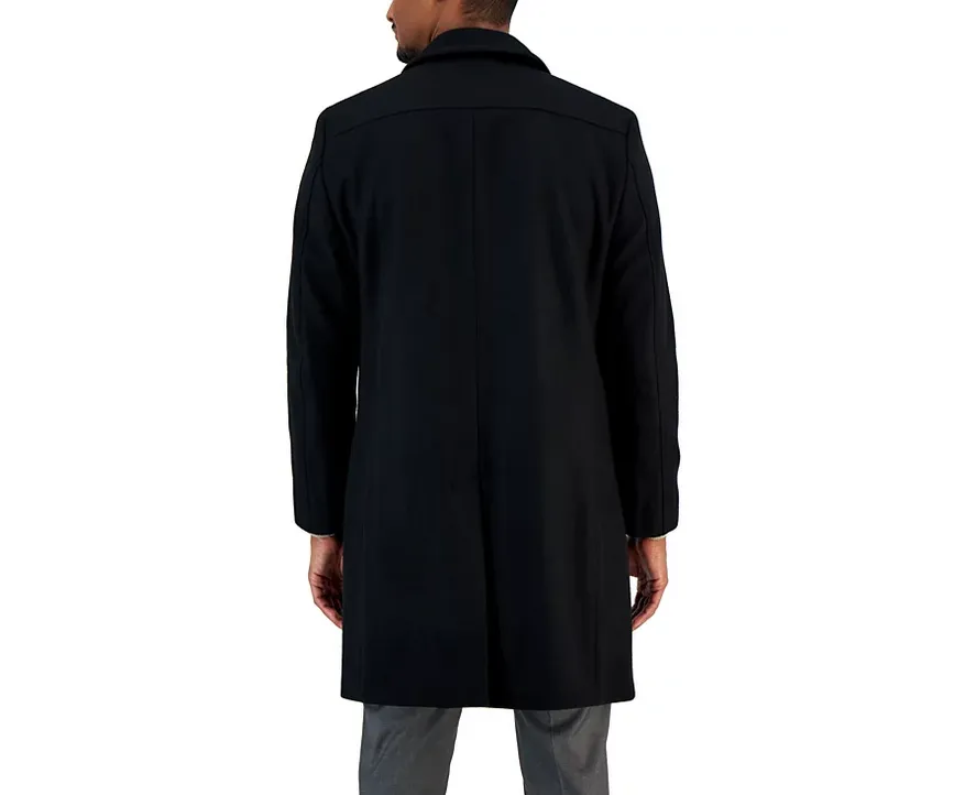 Nautica Mens Regular fit Overcoat Coat 44R Black Solid