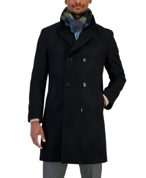 Nautica Mens Regular fit Overcoat Coat 44R Black Solid