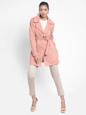 Peach Overcoat With Belt