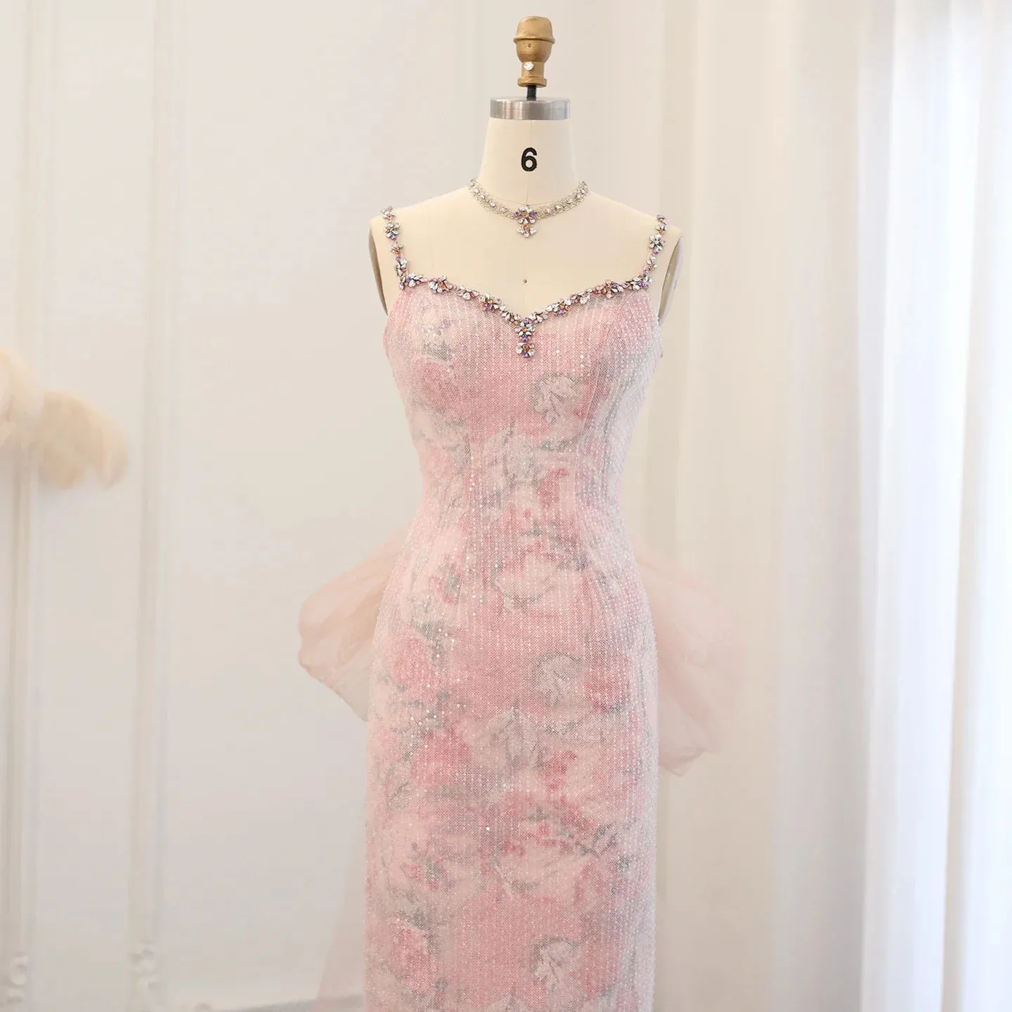 Pink Velvet Mermaid Gown