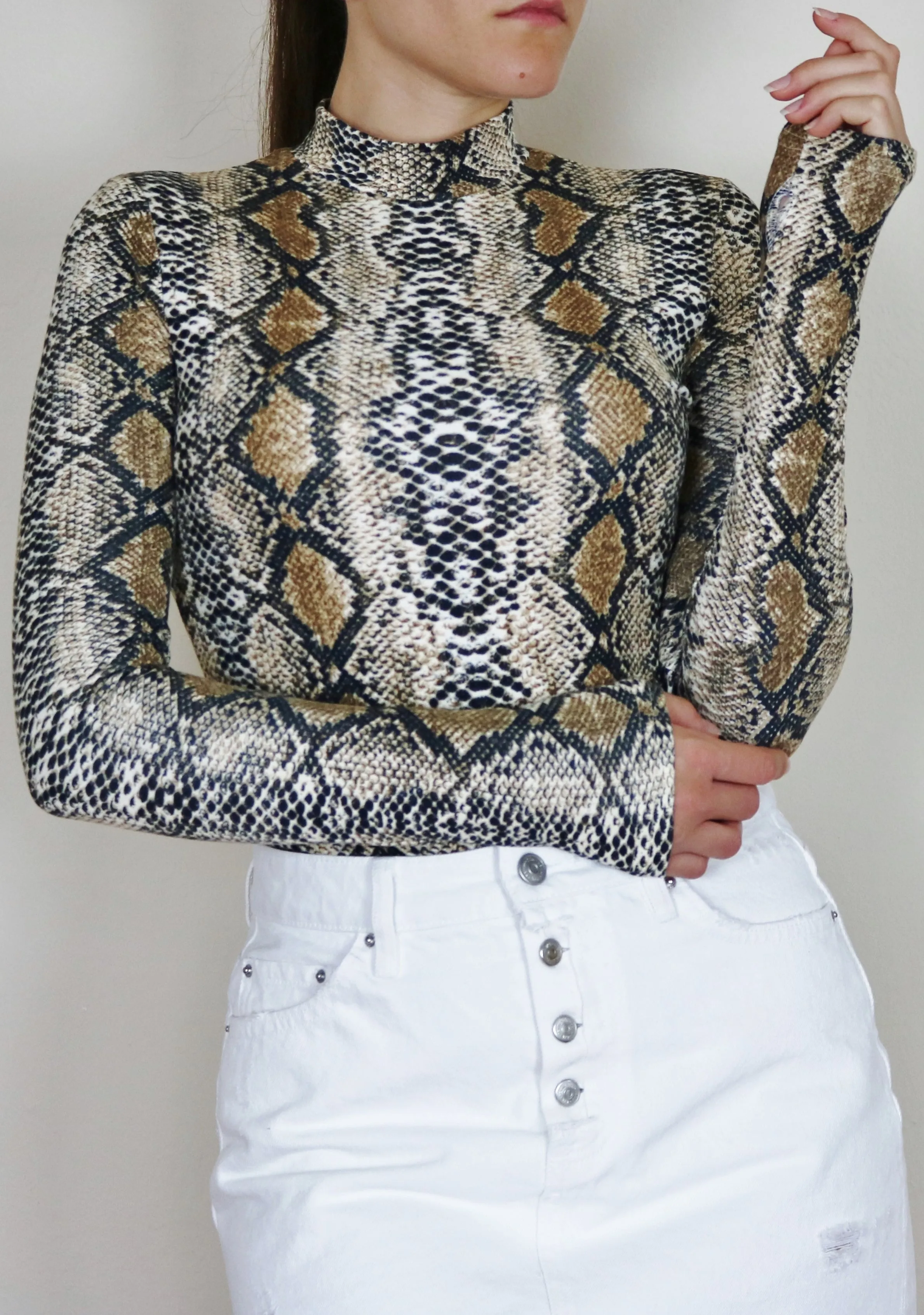 "CICELY" SNAKESKIN BODYSUIT