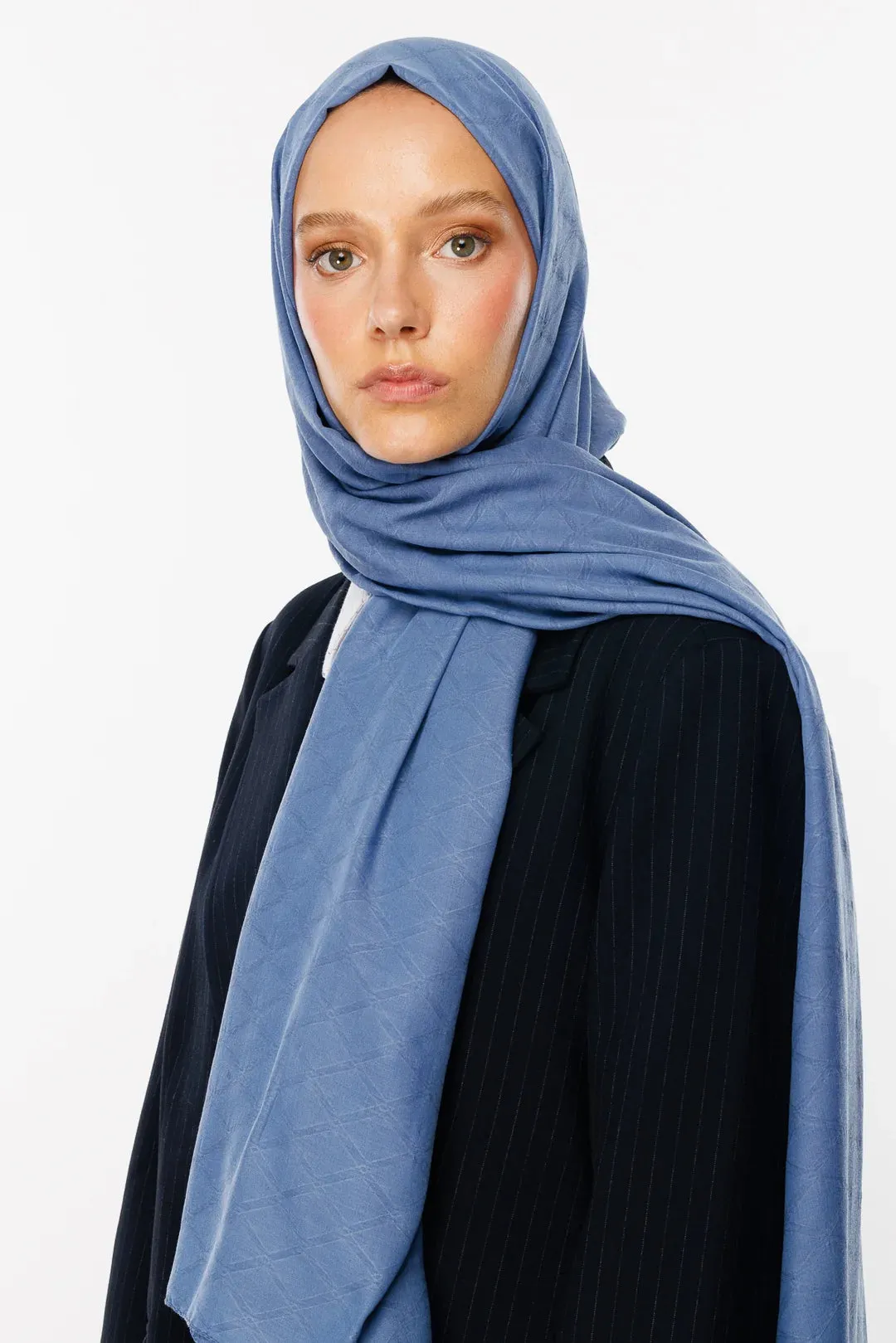 Sky Blue Bamboo Jacquard Hijab