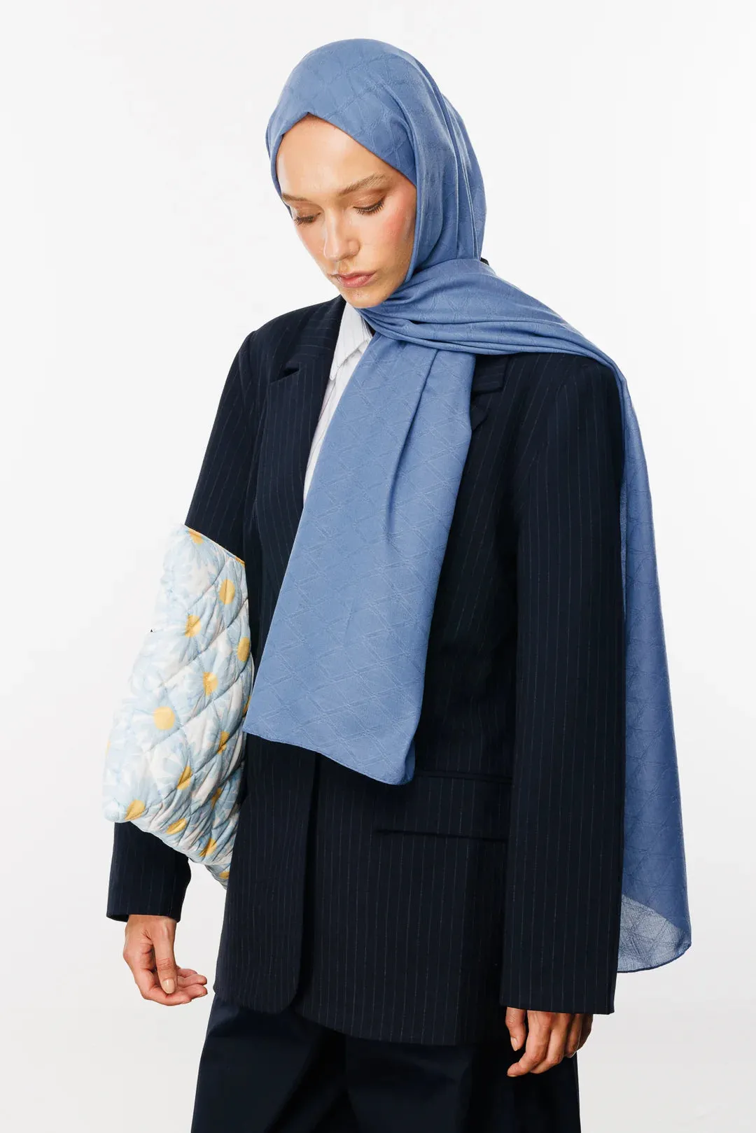 Sky Blue Bamboo Jacquard Hijab