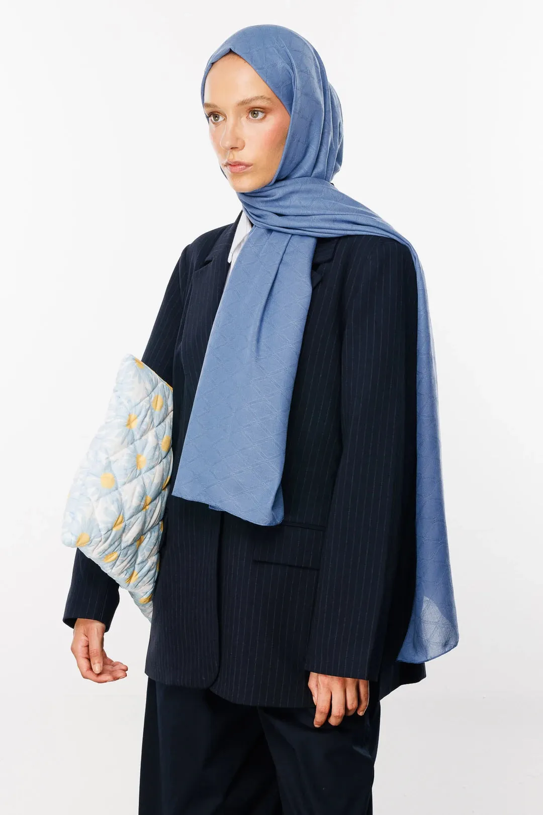 Sky Blue Bamboo Jacquard Hijab