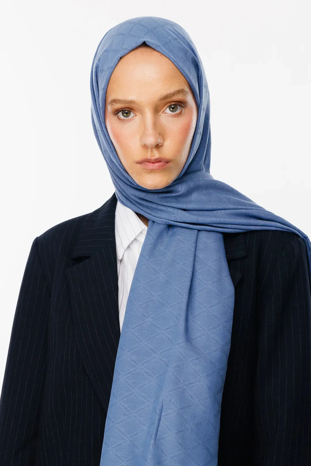 Sky Blue Bamboo Jacquard Hijab