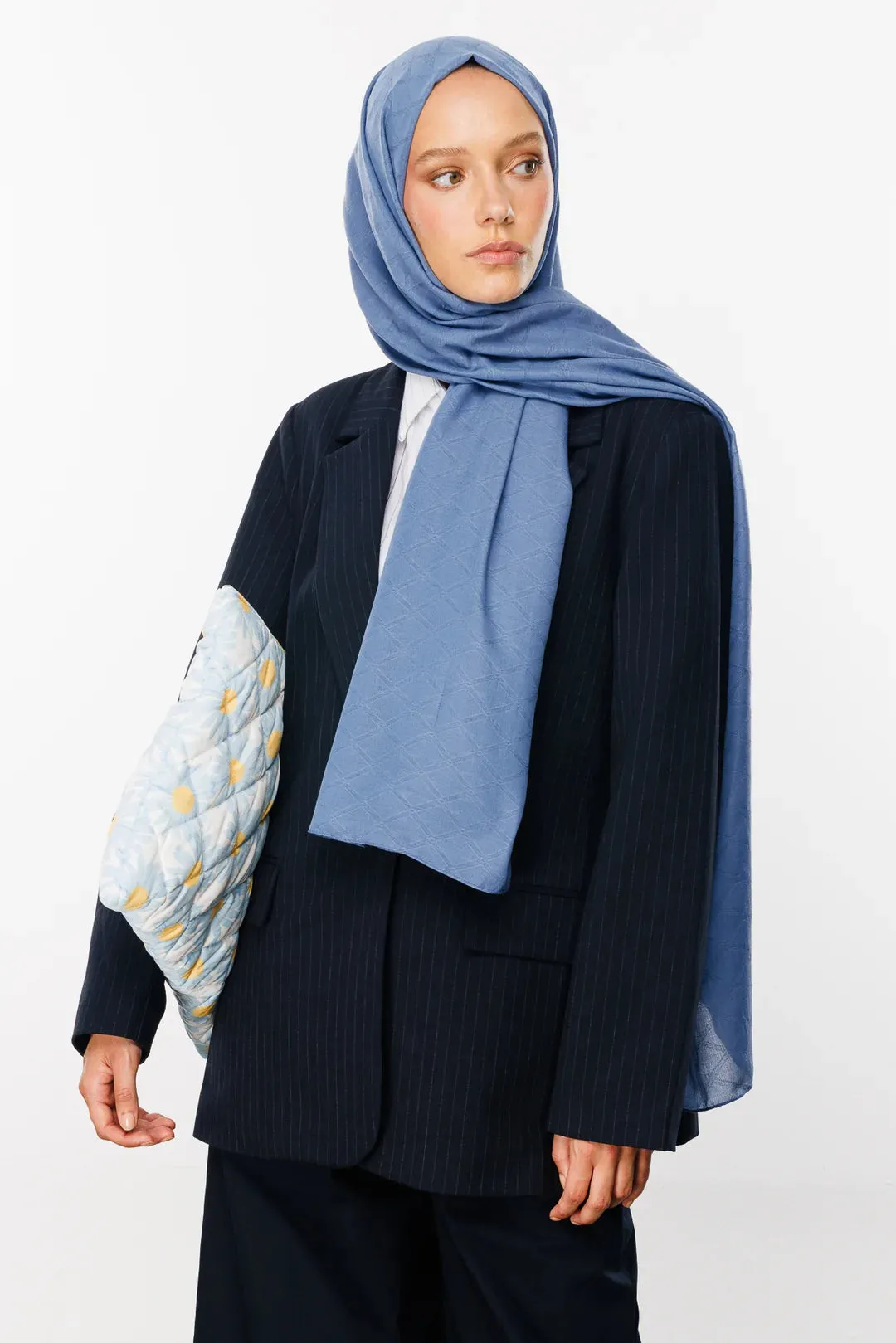 Sky Blue Bamboo Jacquard Hijab