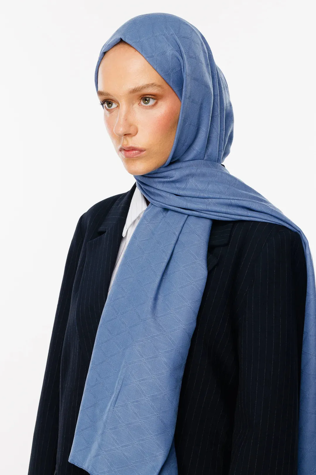 Sky Blue Bamboo Jacquard Hijab