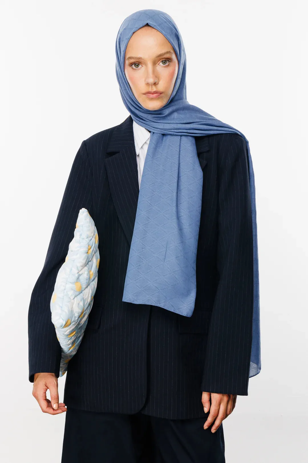 Sky Blue Bamboo Jacquard Hijab