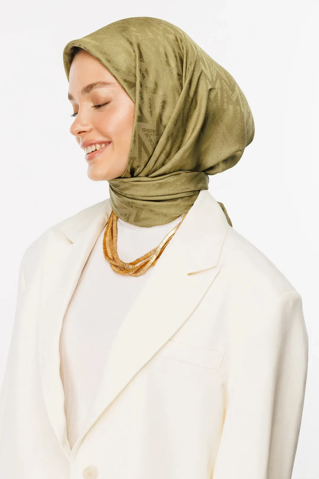 Soft Green Nova Pattern Luxury Jacquard Scarf