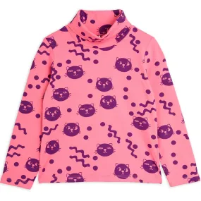 Squiggly Cats Turtleneck in Pink by Mini Rodini