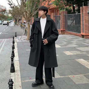 Streetwear Spring Trench Korean Men Fashion Overcoat for Male Long Windbreaker Streetwear Men’s Woman‘s Coat Loose New Clothing