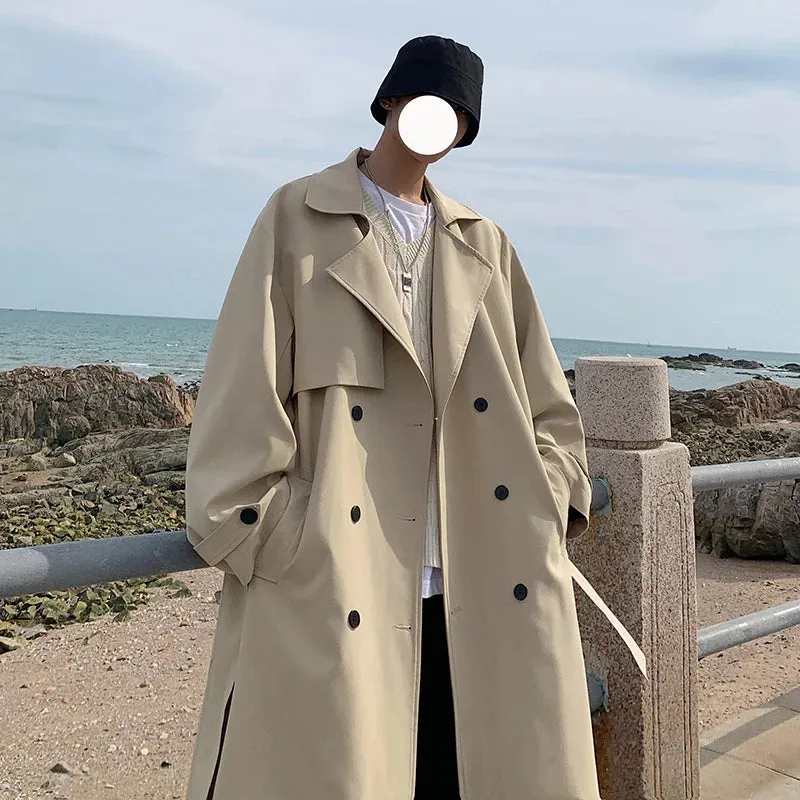 Streetwear Spring Trench Korean Men Fashion Overcoat for Male Long Windbreaker Streetwear Men’s Woman‘s Coat Loose New Clothing