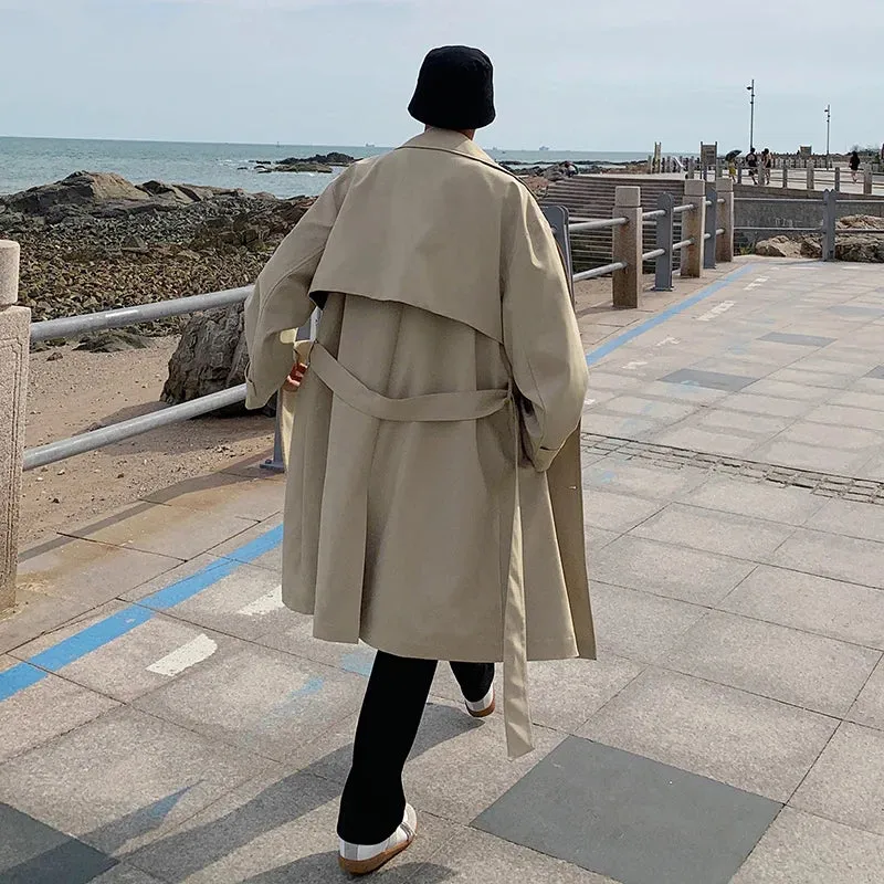 Streetwear Spring Trench Korean Men Fashion Overcoat for Male Long Windbreaker Streetwear Men’s Woman‘s Coat Loose New Clothing