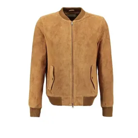 Suede Leather Bomber Jacket – Classic & Stylish