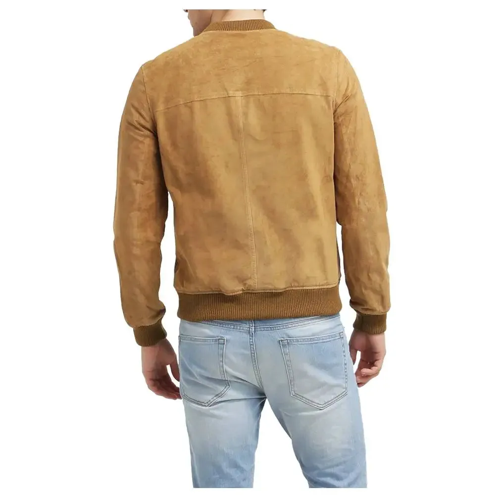 Suede Leather Bomber Jacket – Classic & Stylish