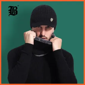 Unisex Skullies Beanies Men Scarf Knitted Cap |   Warm Wool Thick Winter Hats For Men Women Beanie