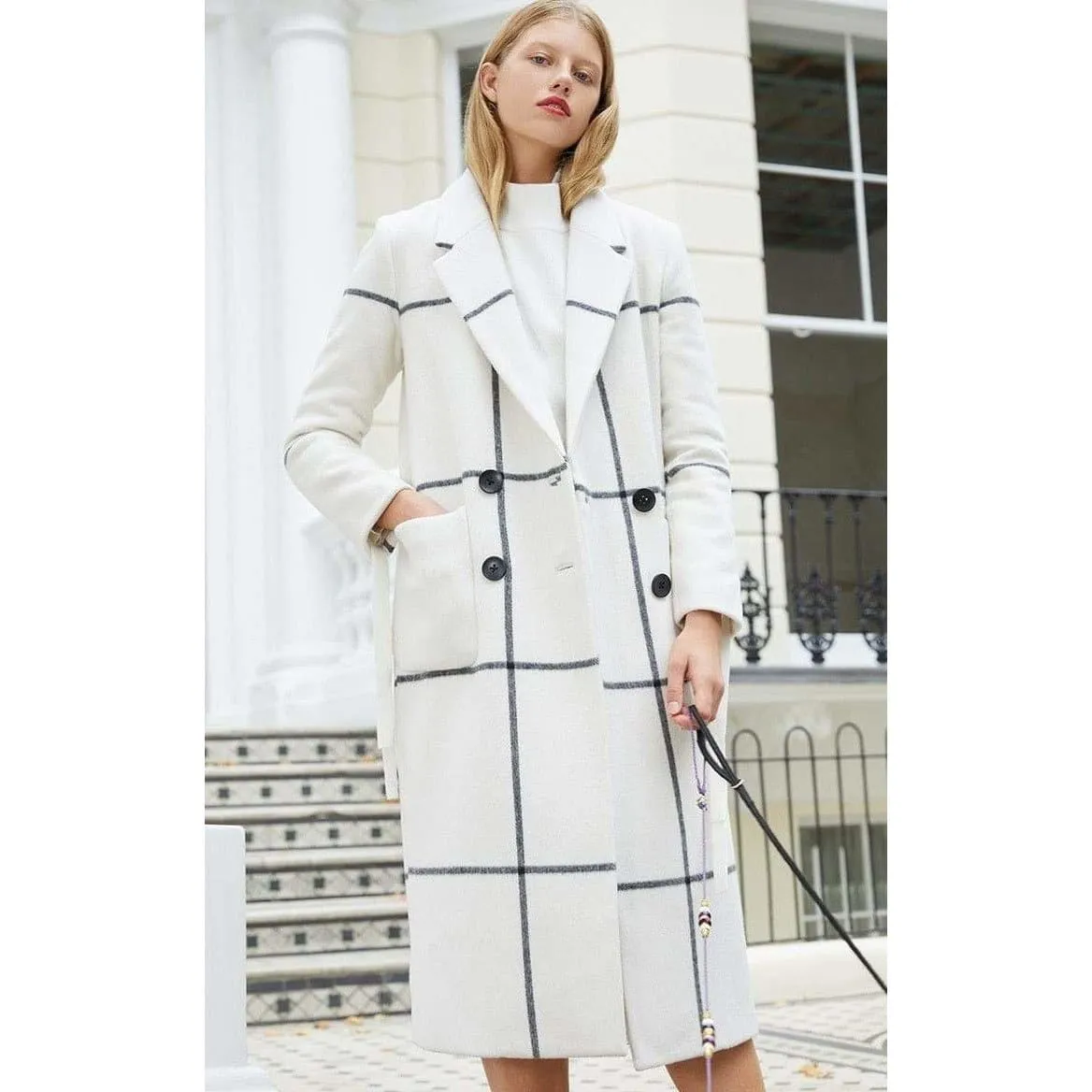 URBAN PLAID STRAIGHT TUBE OVERCOAT