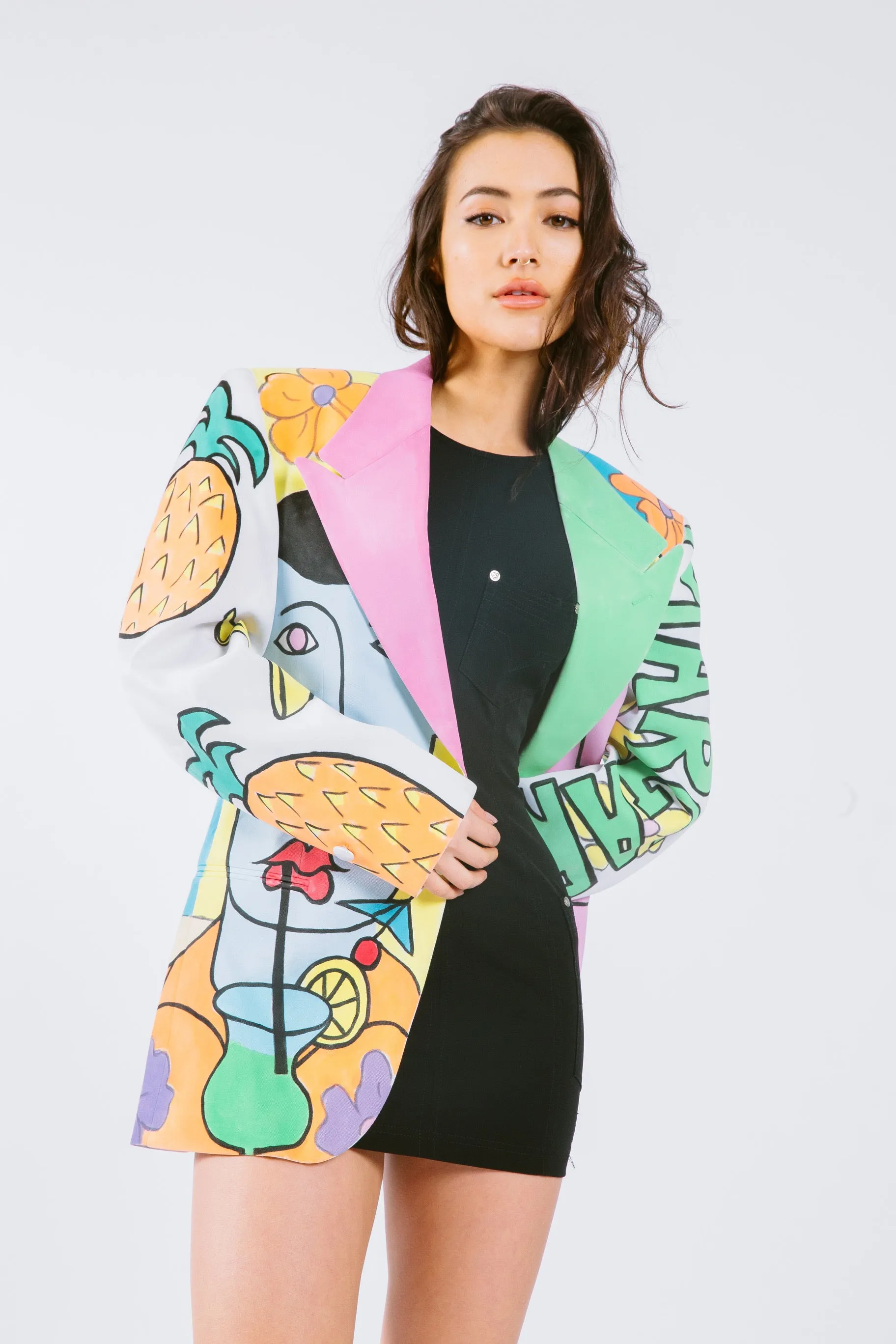 Vintage Hand Painted Tropical Blazer