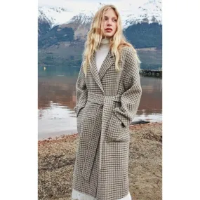 VINTAGE LONG PLAID MINIMALIST OVERCOAT