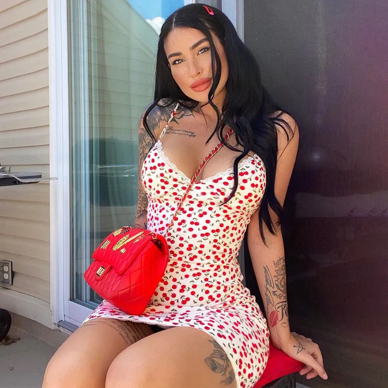 Vvsha Ala Cherry Print Mini Dress