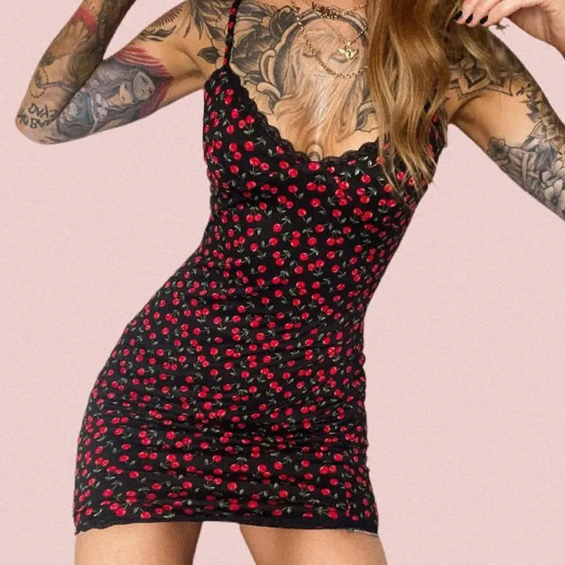 Vvsha Ala Cherry Print Mini Dress