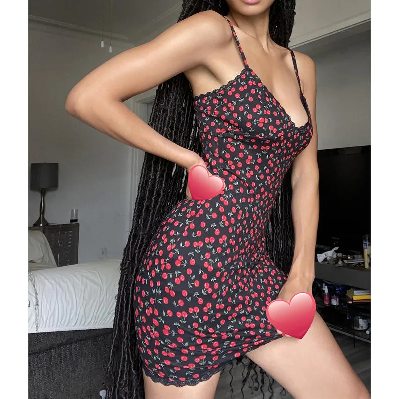 Vvsha Ala Cherry Print Mini Dress