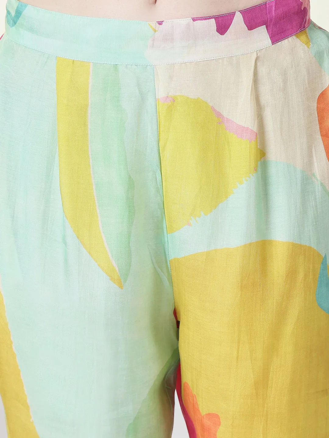 Women Multi Color Printed Co Ords Set with Overcoat