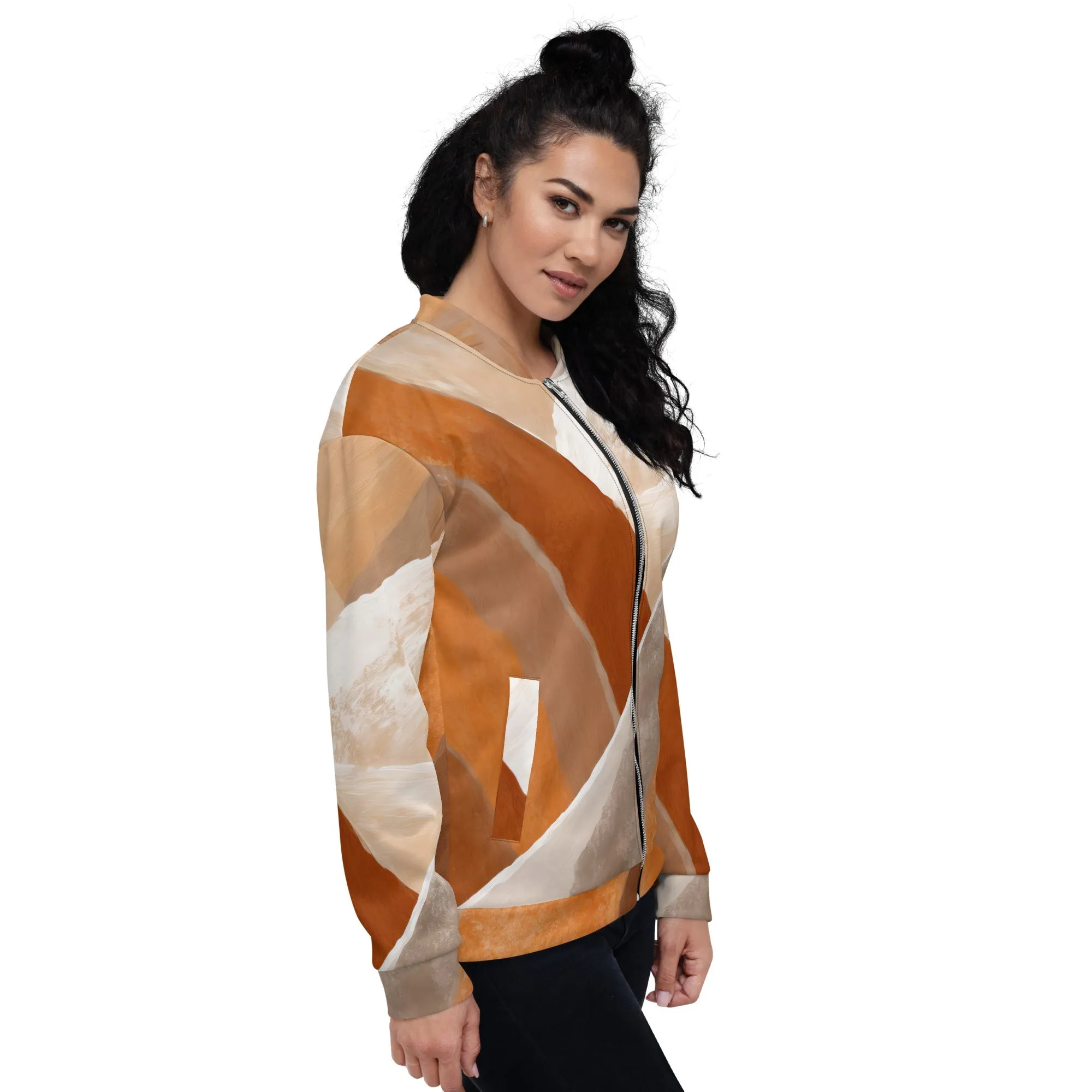 Women's Bomber Jacket, Boho Watercolor Print