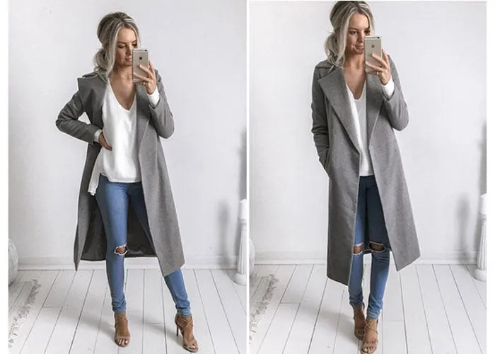 Women's Long Slim Overcoat Outwear